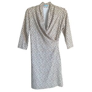 J.McLaughlin Catalina Cloth Dress Womens S Tan Geometric Faux Wrap